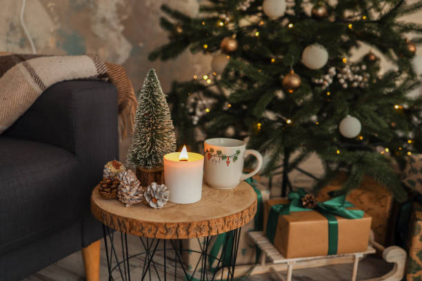 istock Living room interior with Christmas tree 1804401225