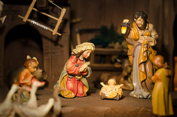 Nativity Set Scene stock photo