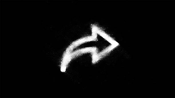 Spray painted black arrow sign icon button symbol set collection on black background