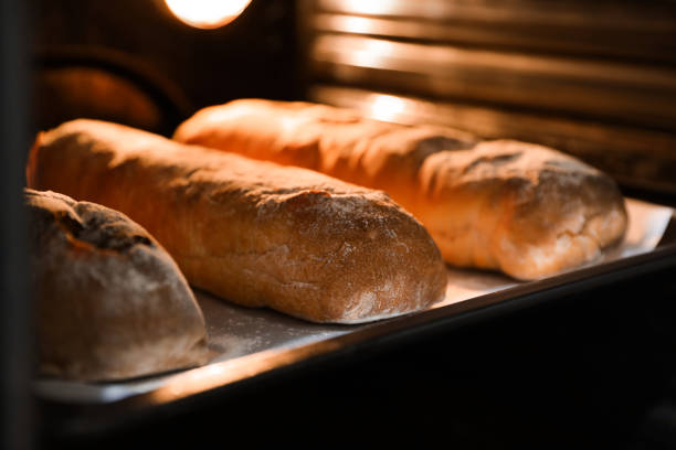 istock Cooking fresh crispy ciabattas in oven, closeup 1804408841