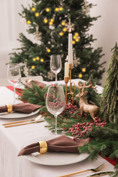 istock Beautiful table setting with Christmas decor indoors 1804409364