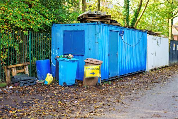 istock shipping containers used as builders storage and office space at the construction site 1804416443