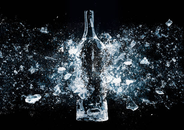 Flasche,Form,,Gemacht,Von,Sauber,,Transparent,,Natürlich,Eis,Ein,Reflektierend – Foto