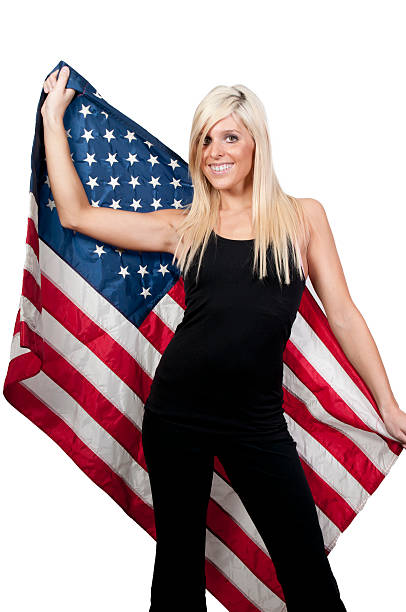 istock Woman Wrapped in a Flag 180443042