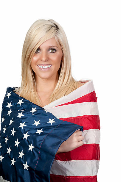 istock Woman Wrapped in a Flag 180443048