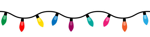 istock Christmas lights. Colorful garland. Set of Christmas light strings. Christmas light bulbs for decoration .Christmas garland seamless border. 1804440735