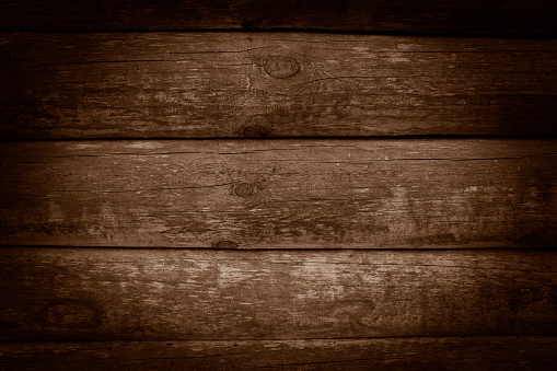 Texture of old brown wooden wall, wooden planks