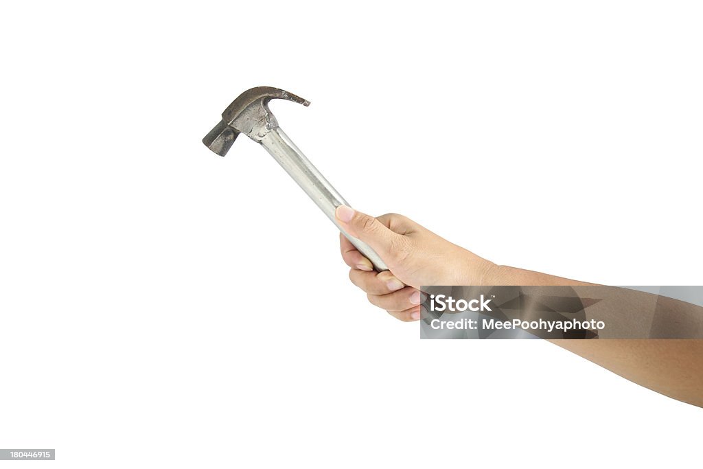 Der Hand hält ein hammer. - Lizenzfrei Ast - Pflanzenbestandteil Stock-Foto