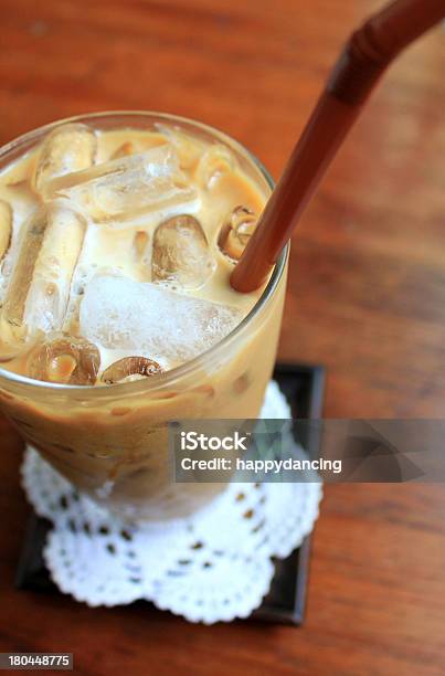 Iced Coffee With Straw Stock Photo - Download Image Now - Brown, Cafe, Caffeine