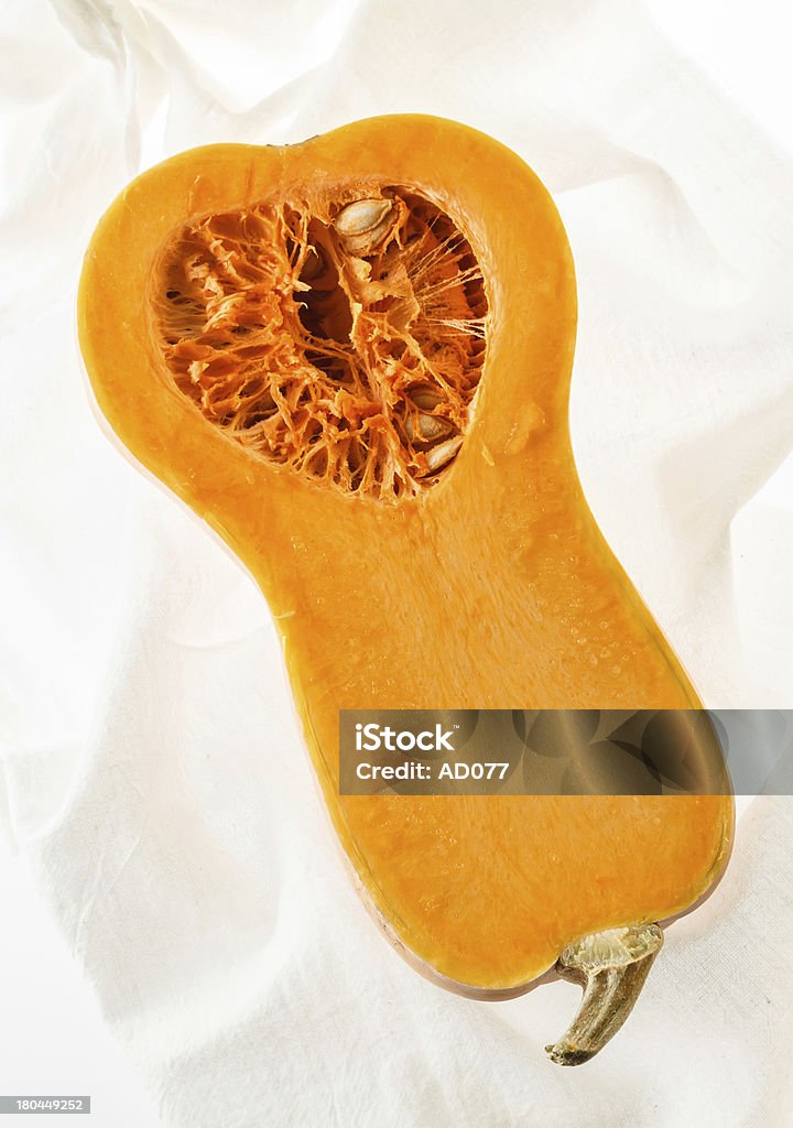Pumpkin Butternut squash isolated on white fabric Autumn Stock Photo