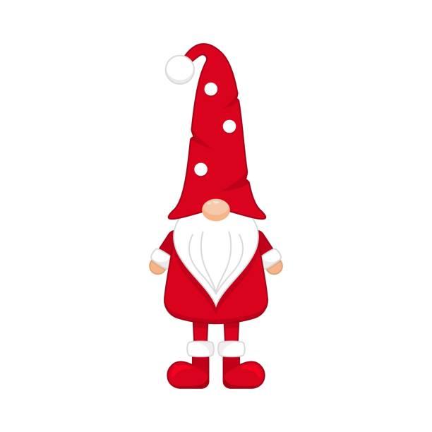 weihnachtszwerg in gepunkteter mütze mit lustigen stiefeln - nikolaus stiefel stock-grafiken, -clipart, -cartoons und -symbole