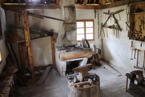 Details from traditional serbian blacksmith house, Sirogojno