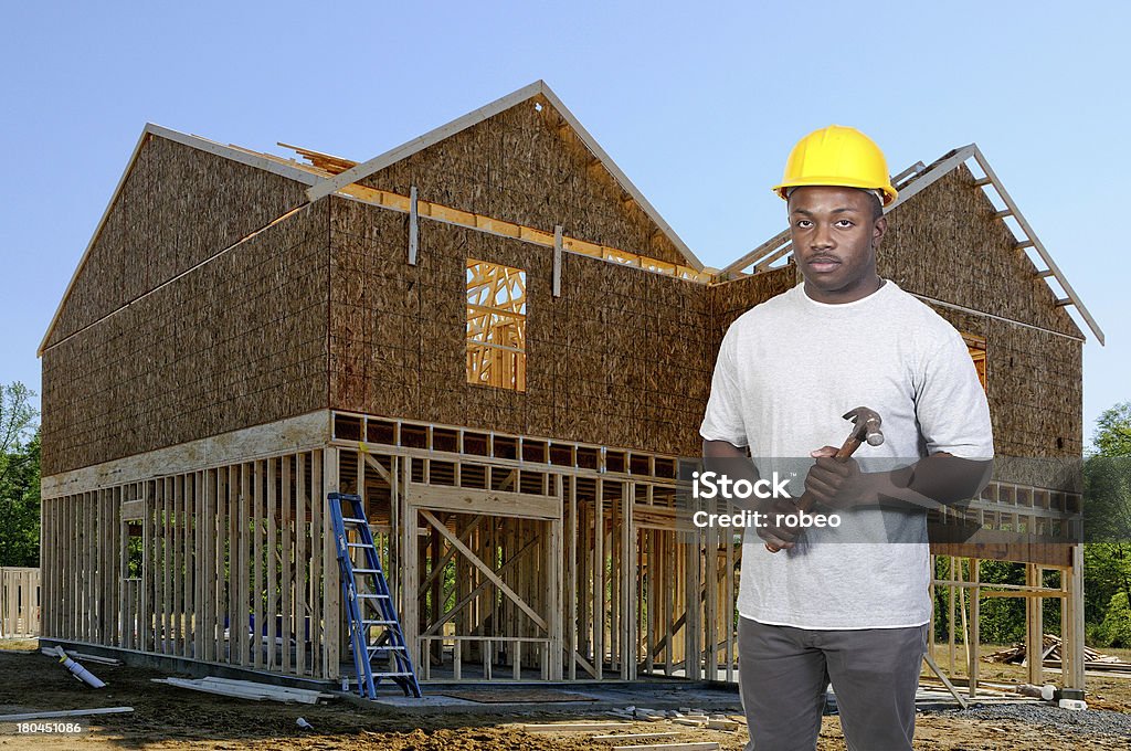 Schwarz Bauarbeiter - Lizenzfrei Afro-Frisur Stock-Foto