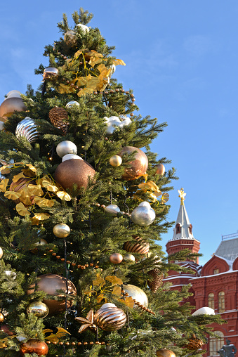 Christmas tree on Manege Square. Moscow, Russia
