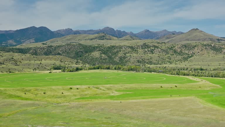 Farmland Near Yellowstone National Park - Aerial