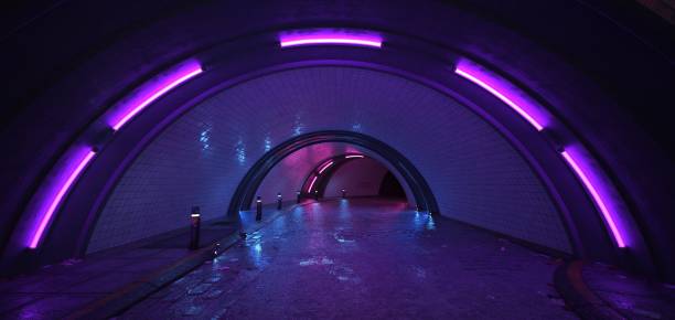 istock Cyberpunk Neon tunnel road 1804548420