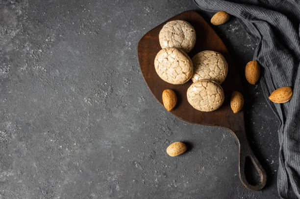 istock Almond cookie Acibadem with almond on rustic background, turkish cooky 1804554882