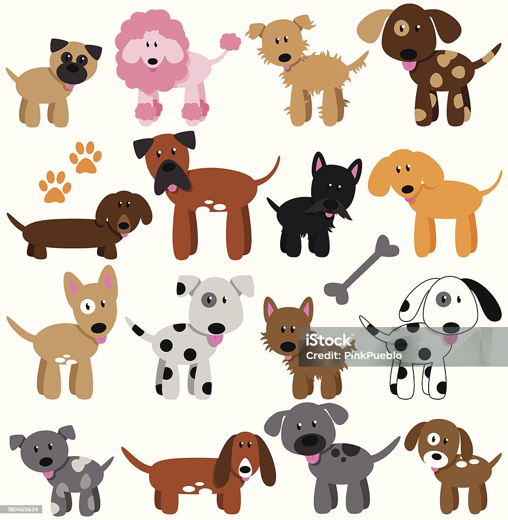 Ilustración de Colección Vector De Dibujos Animados De Adorables Perros y  más Vectores Libres de Derechos de Desordenado - iStock