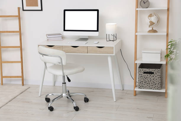 istock Workplace with comfortable office chair indoors. Interior design 1804557583