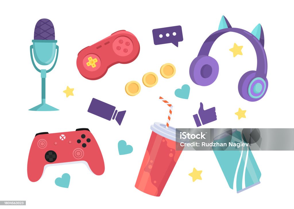 Gaming Objects Vector Set Stock Illustration - Download Image Now ...