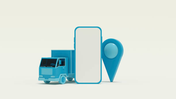 istock Online shopping, delivery, supply chain, blank screen smart phone, transportation, mobile application, e-commerce 1804568210