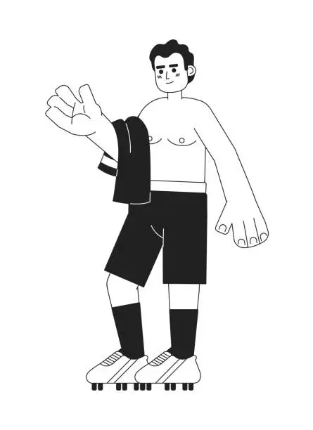 Vector illustration of Latin sportsman without shirt monochromatic flat vector character