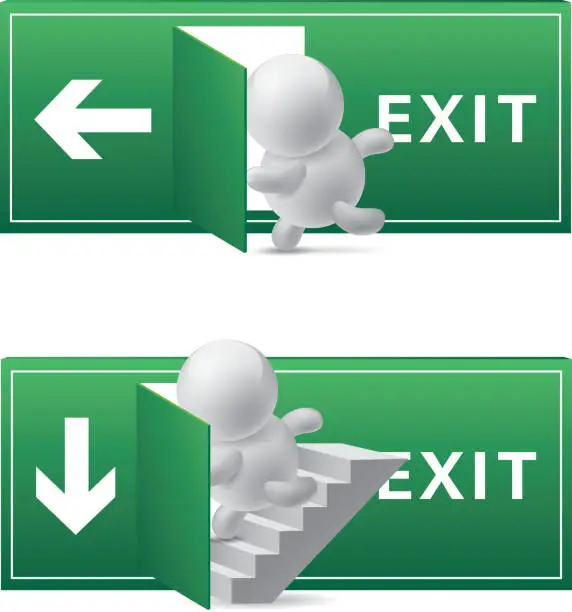 Vector illustration of Cartoon exit sign