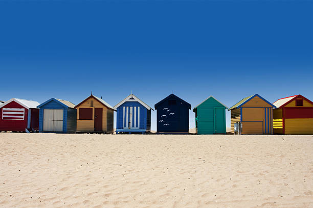Beautiful Brighton Beach with colorful houses in Melbourne, Australia