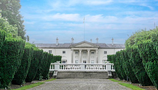 Aras  an Uachtarain, the official residence of the President of Ireland in the Phoenix Park in Dublin, Ireland.