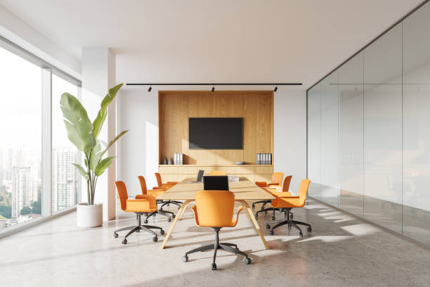 istock White board room interior with TV 1804594122