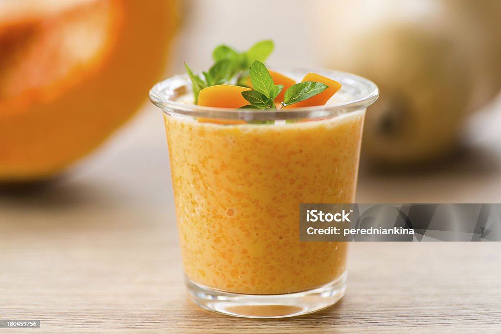 pumpkin smoothies sweet pumpkin smoothies with chunks of pumpkin and mint Autumn Stock Photo
