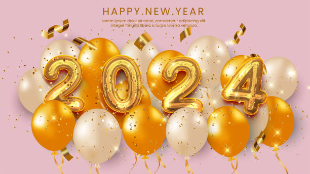 istock 2024 Happy New Year luxury 3d golden balloon typography background vector illustration 1804612341