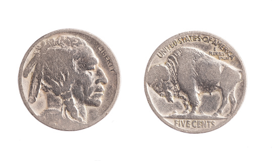 Front and Back of a Buffalo (Indian Head) Nickel