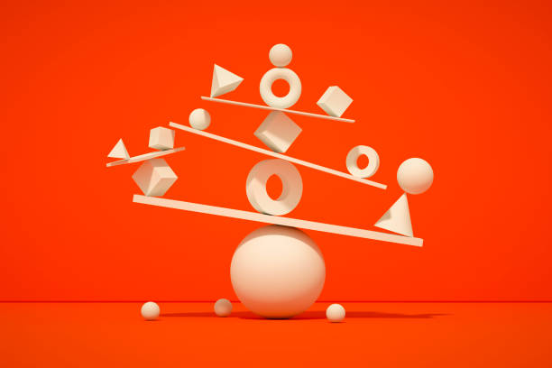 istock Balance, teamwork, minimal concept orange background 1804626226
