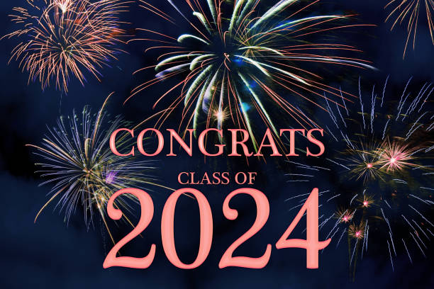 istock CONGRATS CLASS of 2024 lettering with beautiful fireworks 1804672793