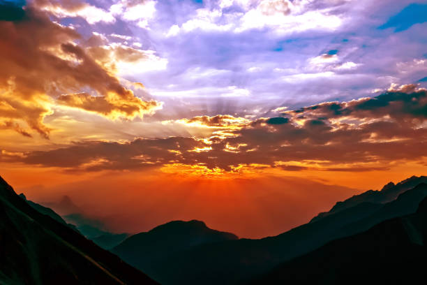 istock bright sunny dawn in the mountains 1804701886