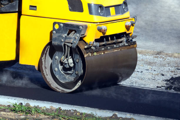 istock asphalt roller at work repairing a road for pedestrians 1804703466