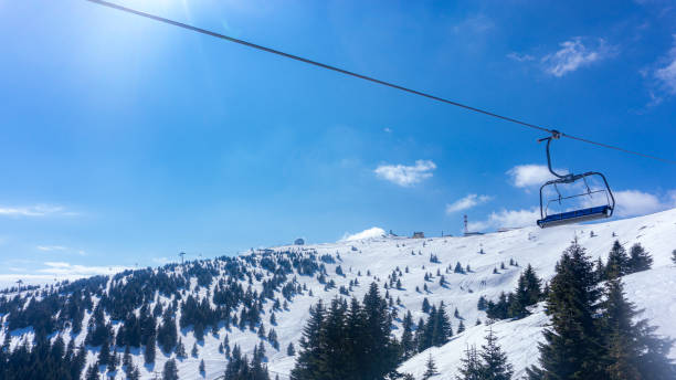 istock Overhead cable car in ski resort. 1804706153