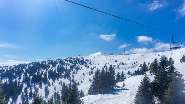istock Overhead cable car in ski resort. 1804706158