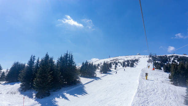 istock Skiing in the mountain during winter season 1804706693