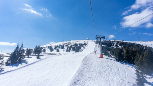 istock Skiing in the mountain during winter season 1804706695