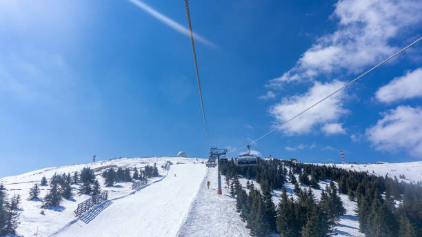 istock Skiing in the mountain during winter season 1804706775