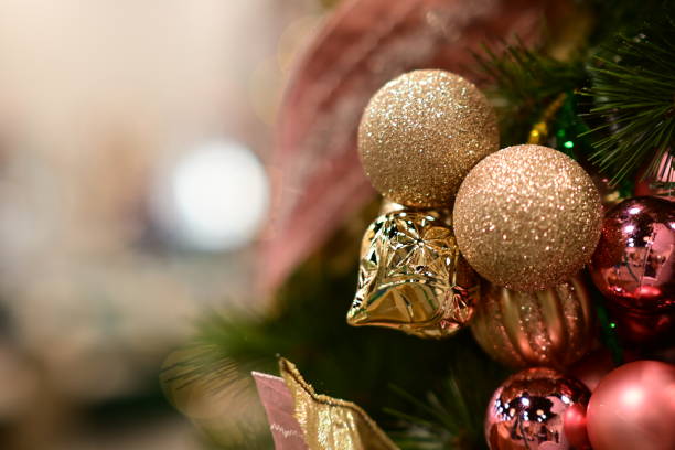 istock Red, gold and white Classic Christmas Ornament with Blurred Background 1804711467