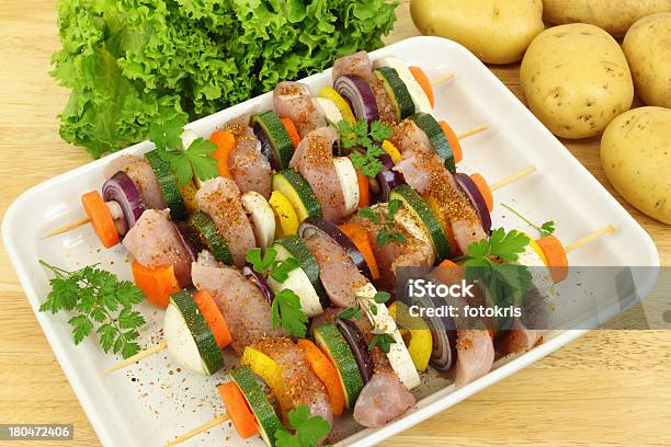Grill Skewer Preparation Stock Photo - Download Image Now - Barbecue - Meal, Carrot, Chicken Meat