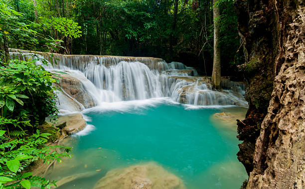istock Blue stream waterfall in Kanjanaburi Thailand 180472458
