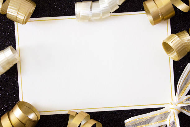 istock Blank invitation with gold ribbons 1804726348