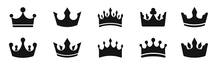 Crown silhouettes collection. Vector crown icons. Crown icon set.