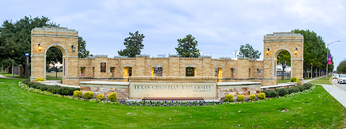 Fort Worth, TX - November 10, 2023: Texas Christian University sign