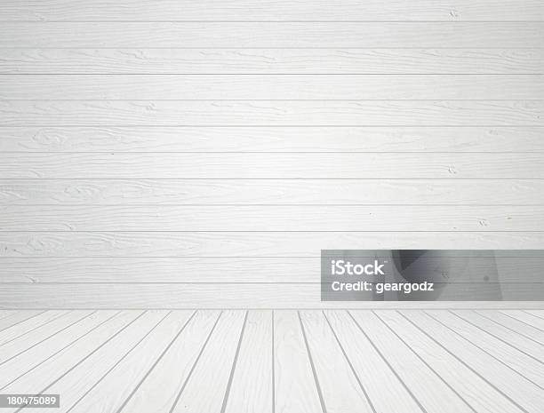 White Wood Wall And Floor Background Stock Photo - Download Image Now - Abstract, Architecture, Backgrounds