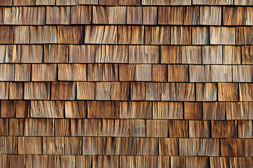 Wooden shingle wall facade texture, Stoos, Switzerland